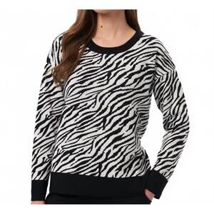 NEW FRENCH KYSS zebra print scoop neck top in black/white